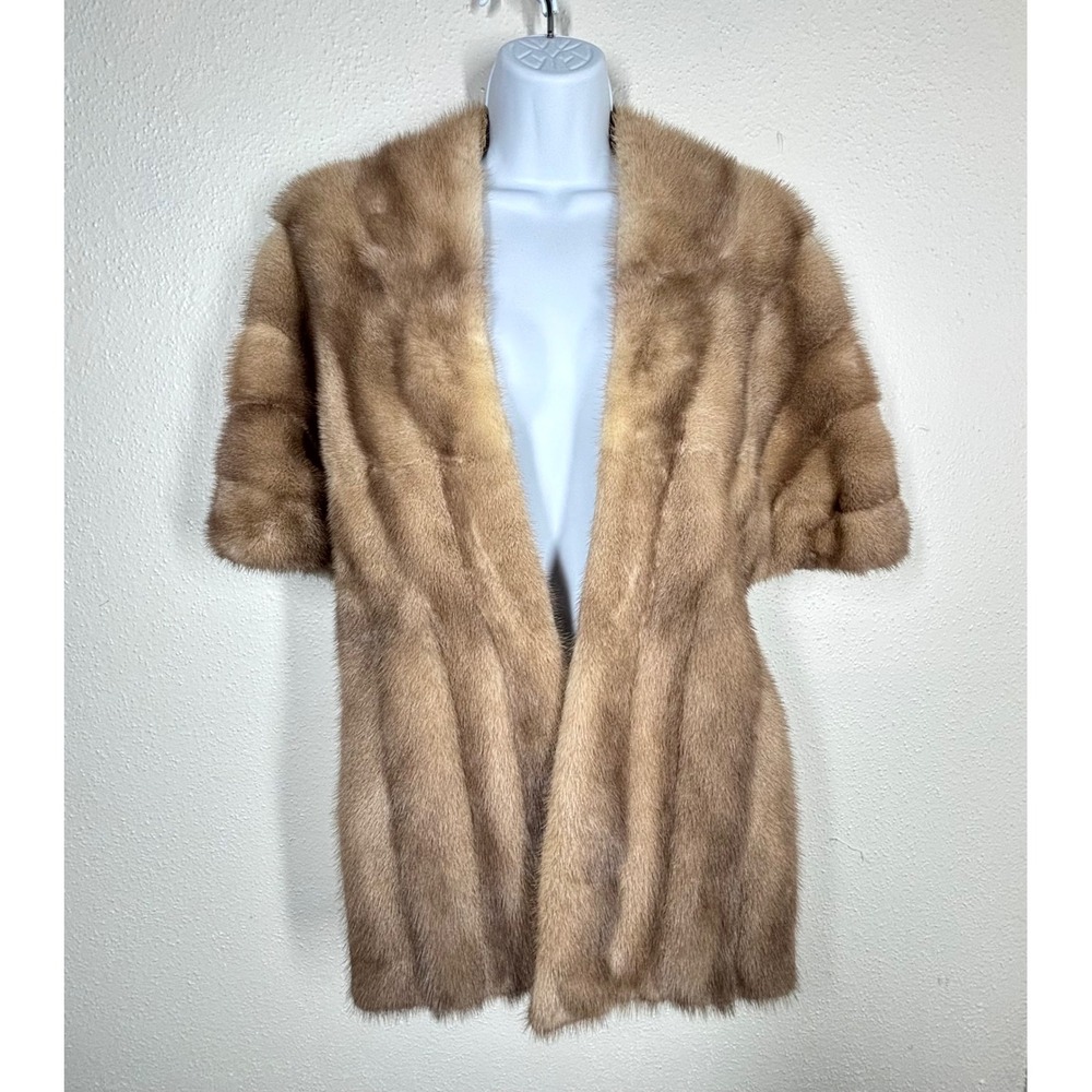 VTG 60s Elegant Mink Fur Shawl Stole Wrap Hazel Evening Formal Glamour Fuffy GUC